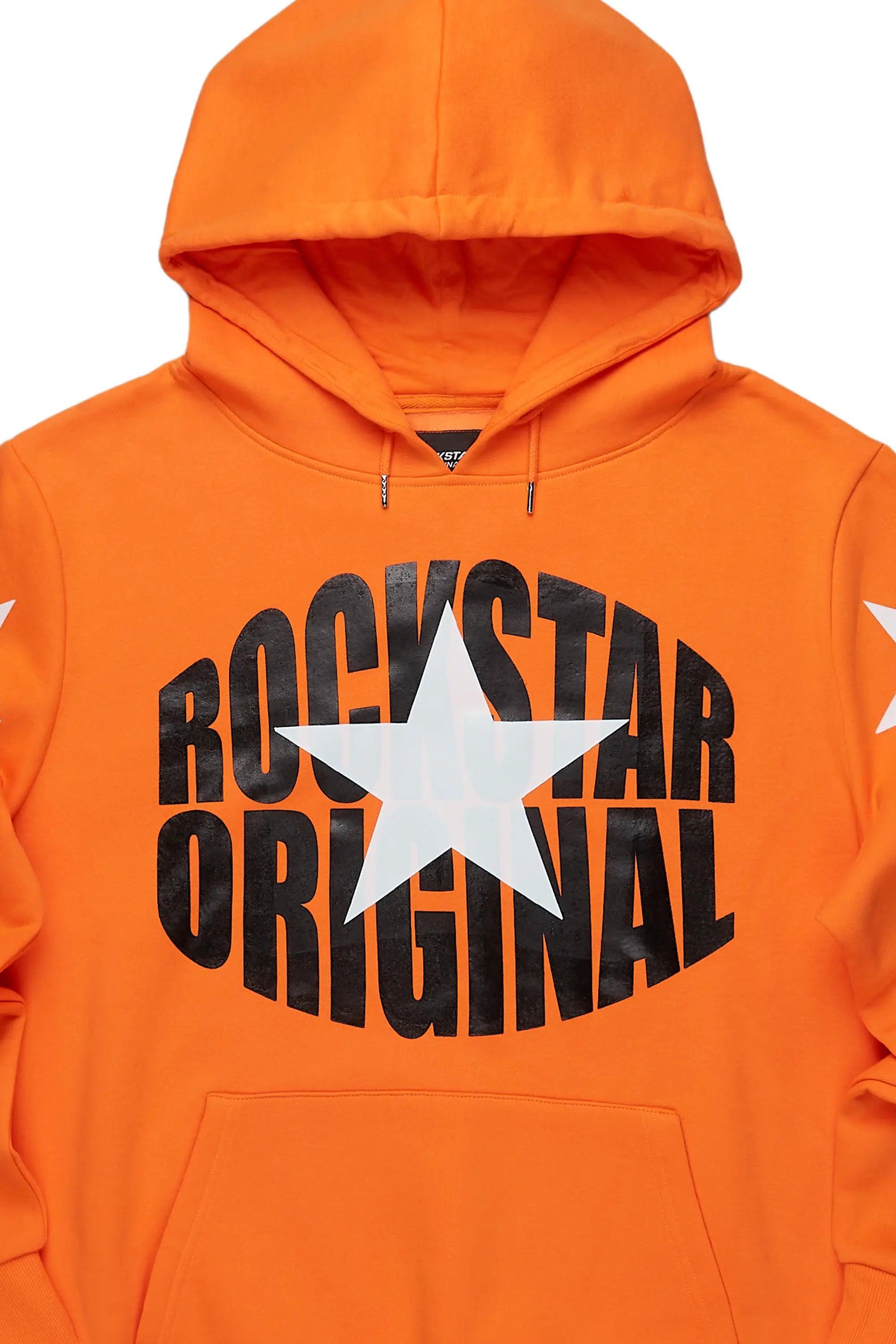 Hachi Orange/Black Graphic Hoodie Male Product Image