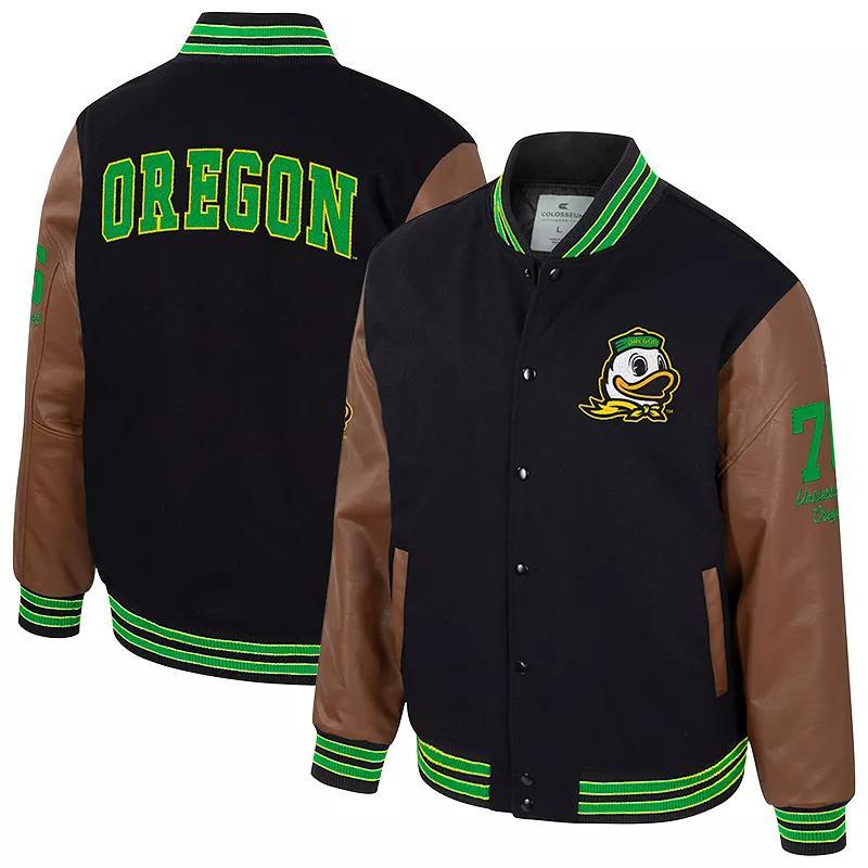 Mens Colosseum Oregon Ducks Letterman Full-Snap Varsity Jacket Product Image