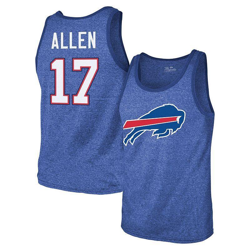 Mens Majestic Threads Josh Allen Royal Buffalo Bills Tri-Blend Player Name & Number Tank Top Product Image