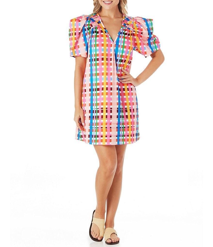 CROSBY by Mollie Burch Emilia V-Neckline Short Puff Sleeve A-Line Dress product image