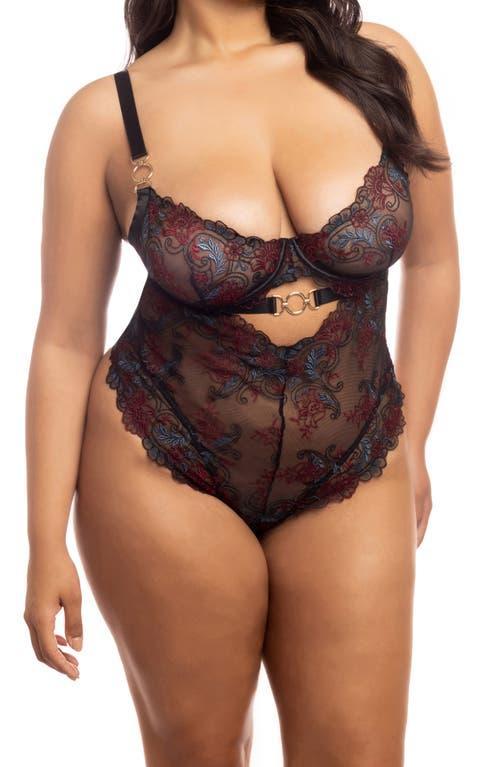 Oh La La Cheri Azalea Embroidered Mesh Underwire Teddy Product Image