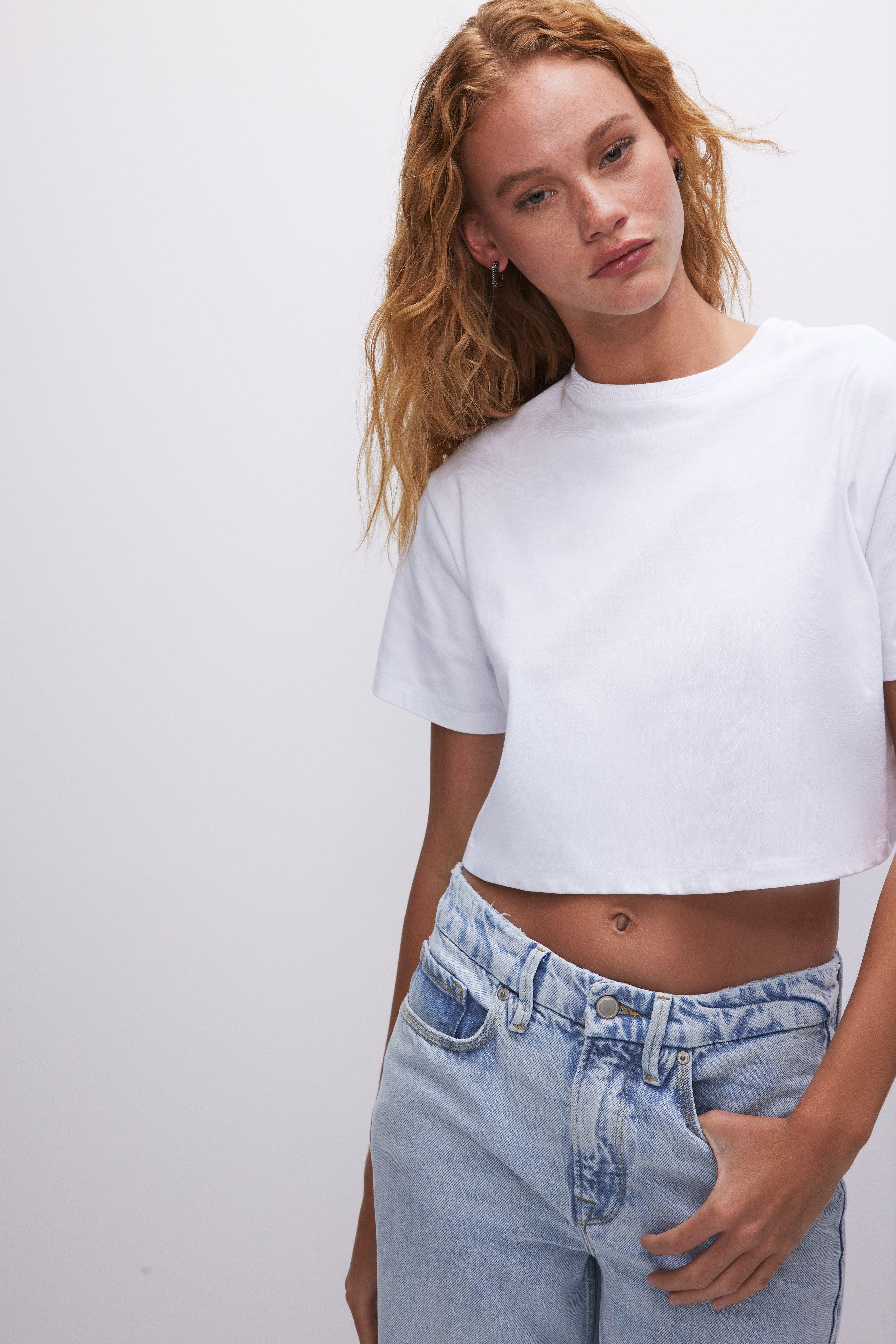 COTTON CROPPED TEE | WHITE001 Product Image