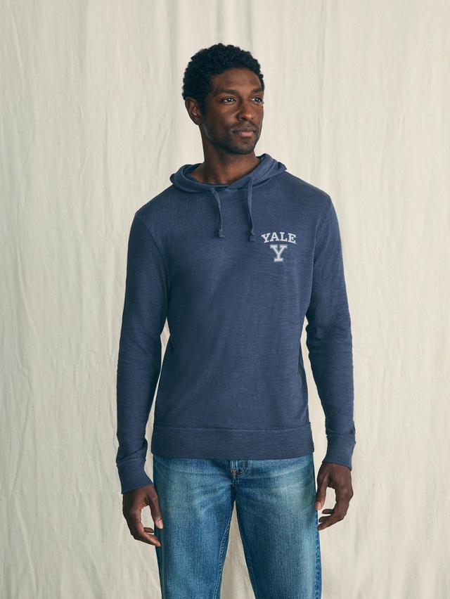 Sunwashed Slub Yale Logo Hoodie - Blue Nights Male Product Image