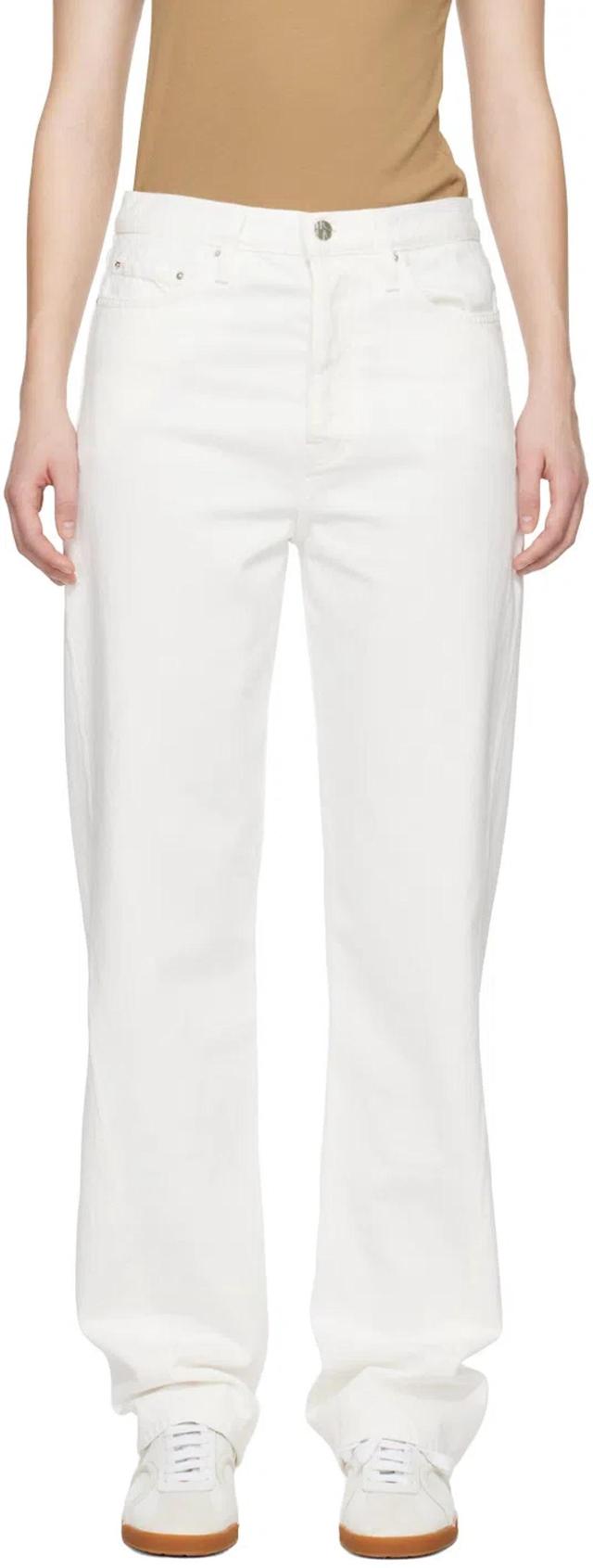 White Twisted Seam Jeans In 110 Off-white Product Image