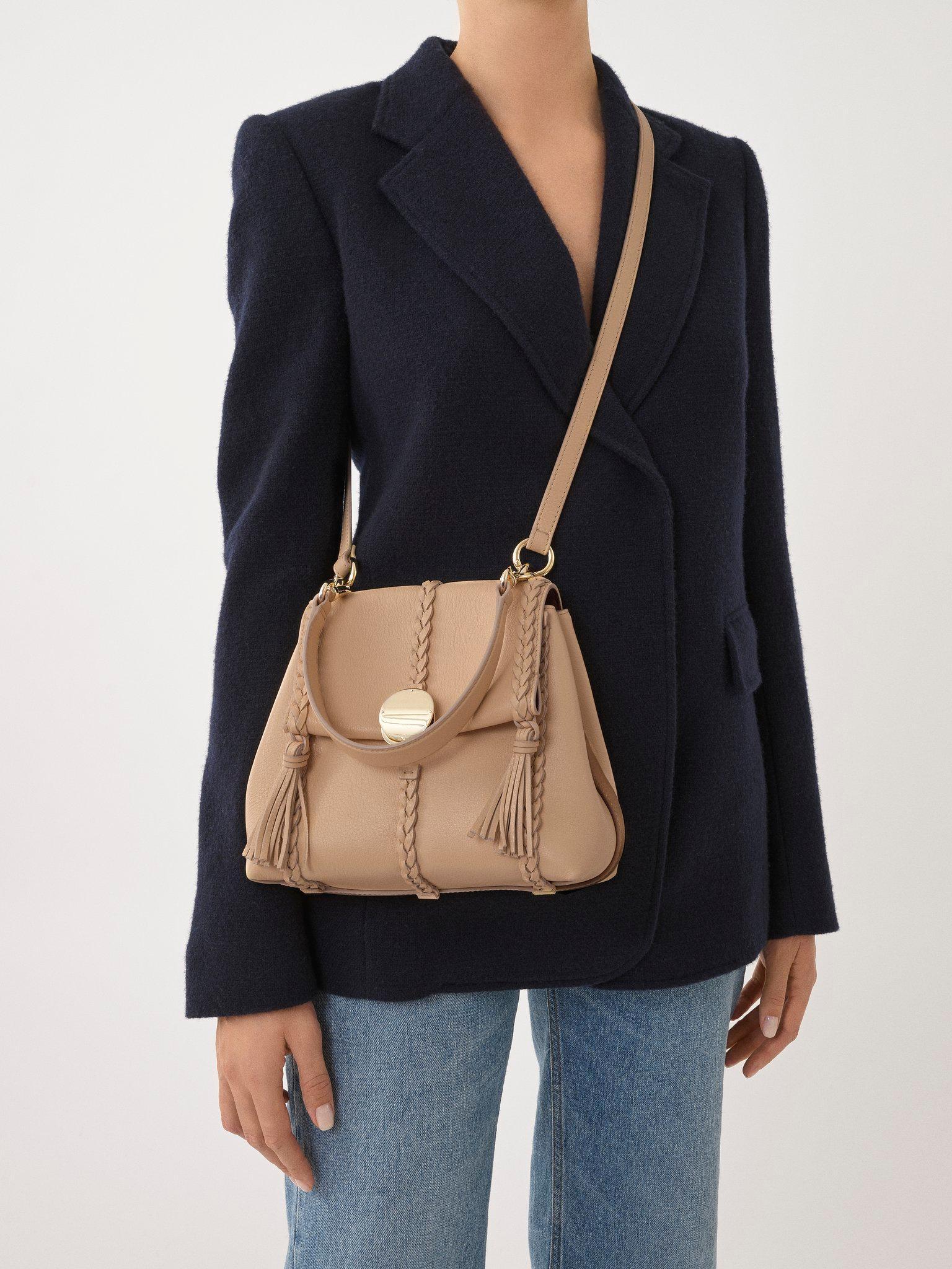 Small Penelope soft shoulder bag in grained leather Product Image