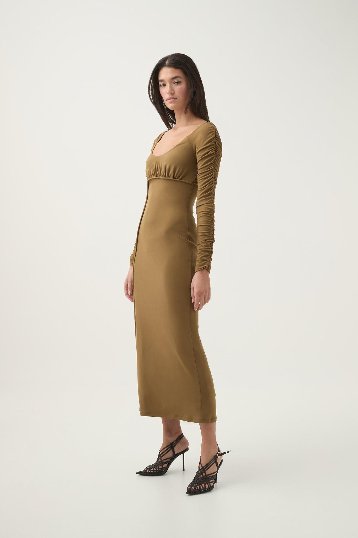 Cini Gathered Midi Dress Product Image