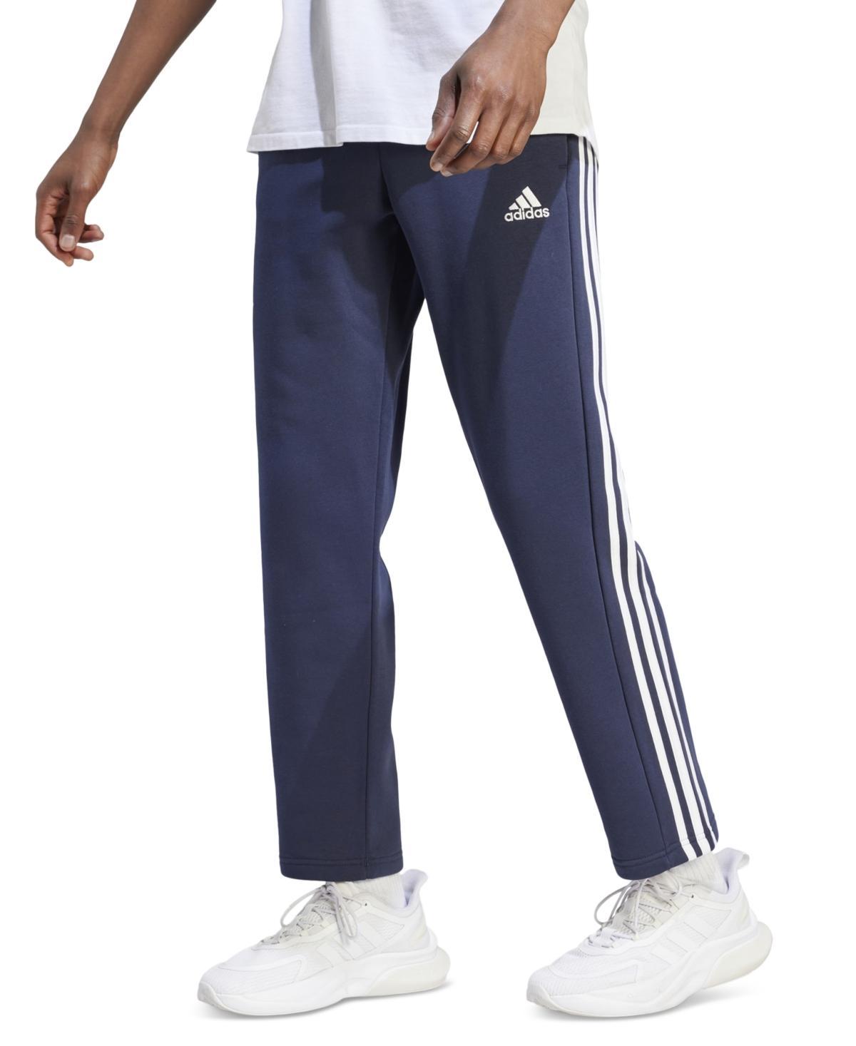 adidas Mens adidas Essentials 3-Stripes Open Hem Fleece Pants - Mens Black Product Image