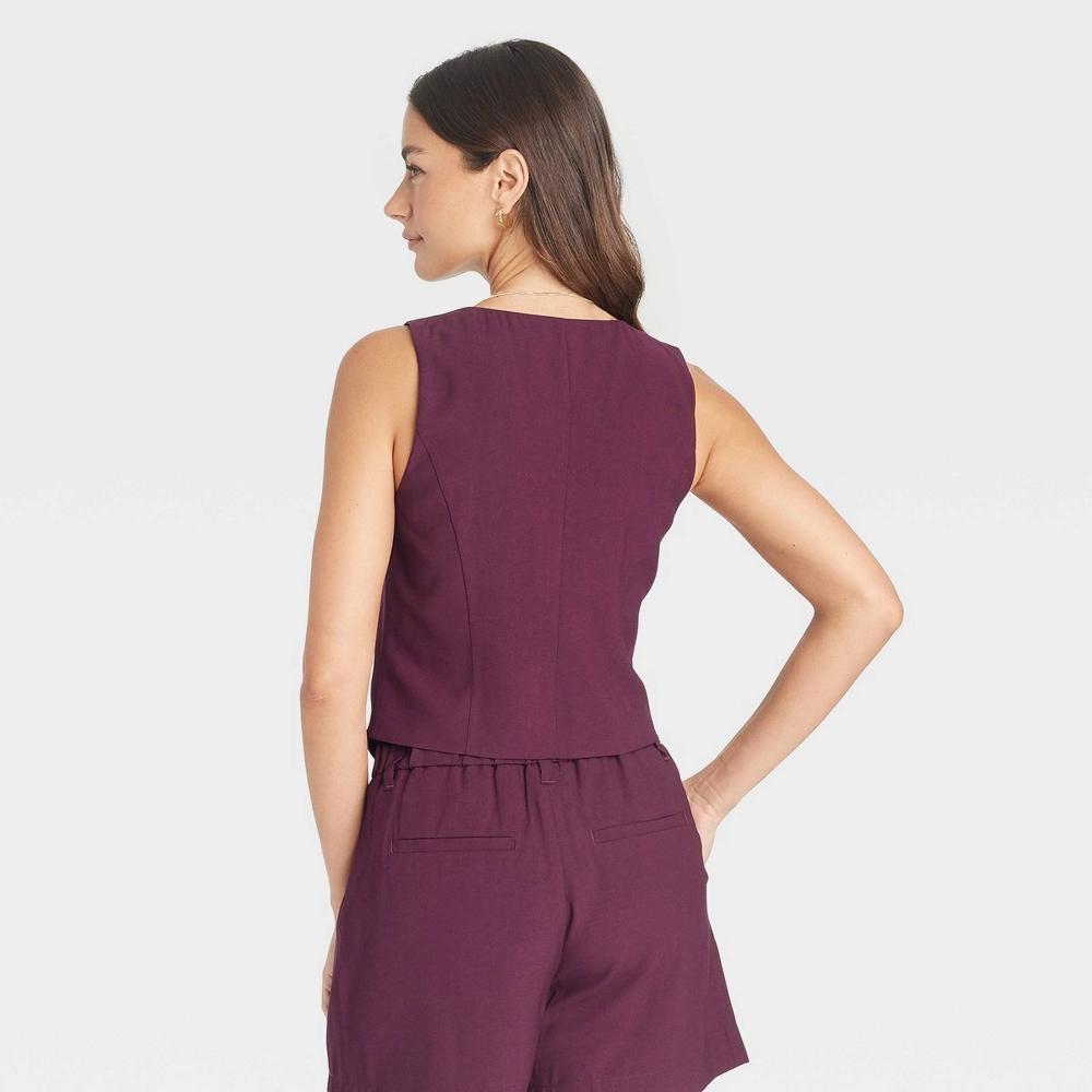 Women's Tailored Suit Vest - A New Day™ Burgundy S Product Image