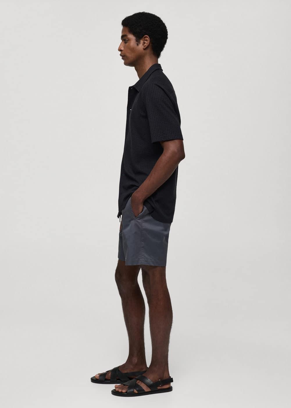 MANGO MAN - 100% cotton drawstring Bermuda shorts indigo blueMen Product Image