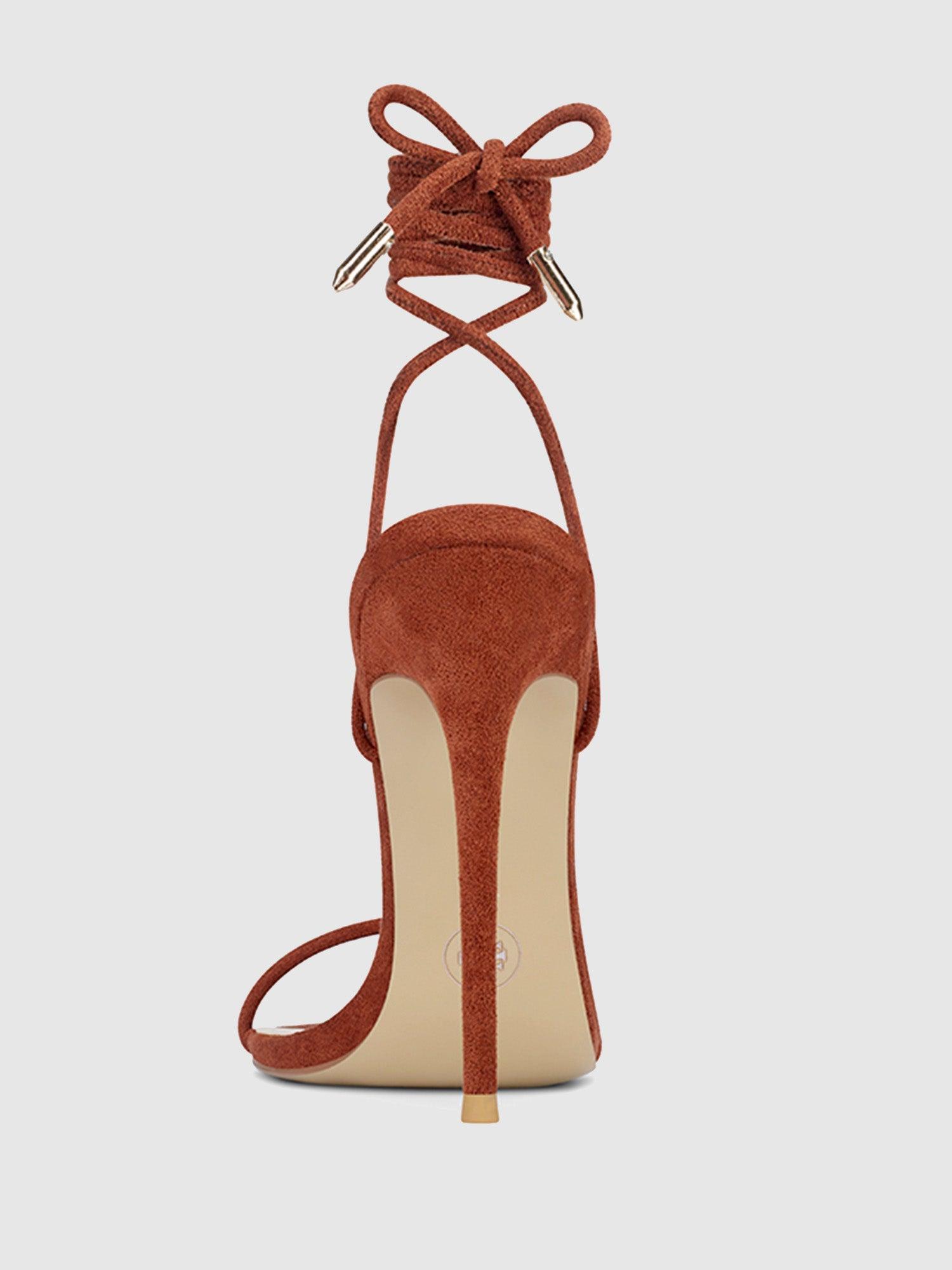 Barely There Lace Up Heel - Choco Product Image