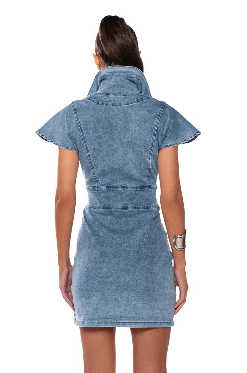 NEVER TOO MUCH DENIM MINI DRESS Product Image