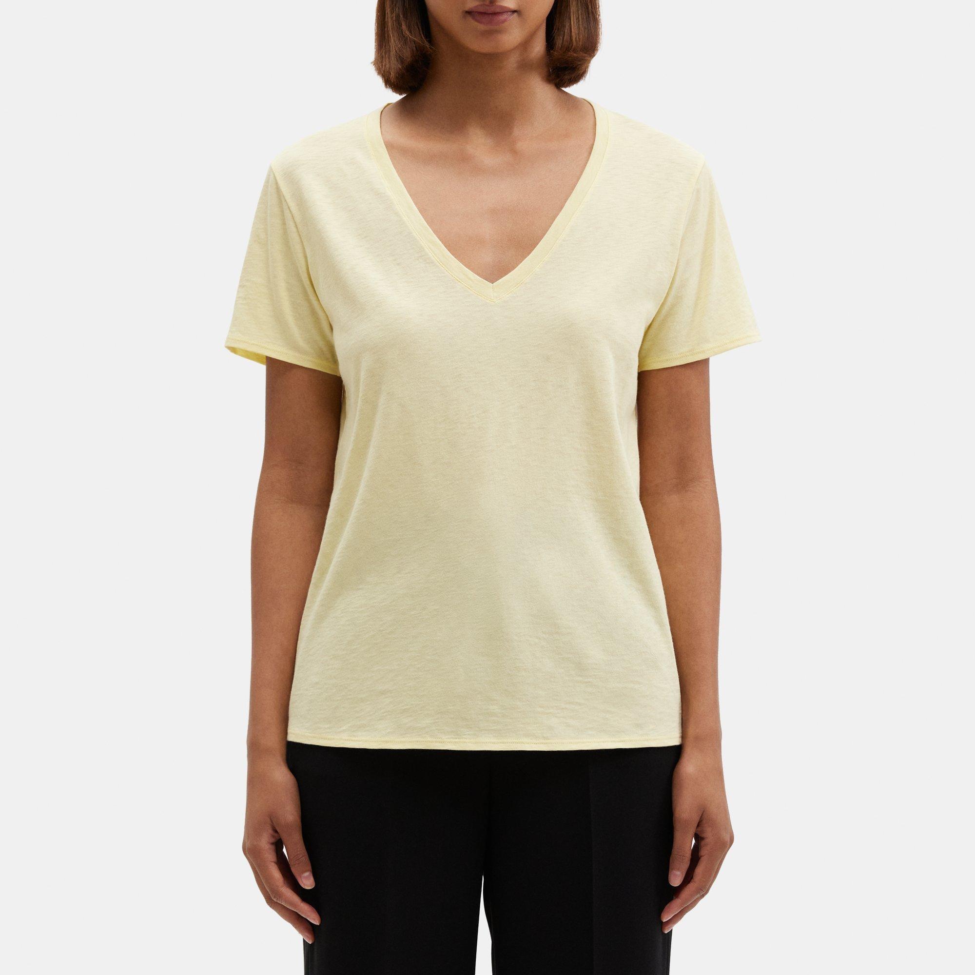 Slub Cotton V-Neck Tee | Theory Outlet Product Image