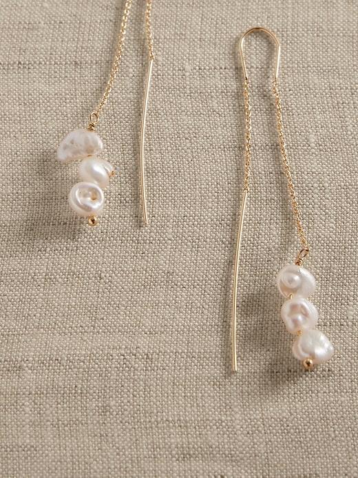 Delicate Pearl Threader Earrings Product Image