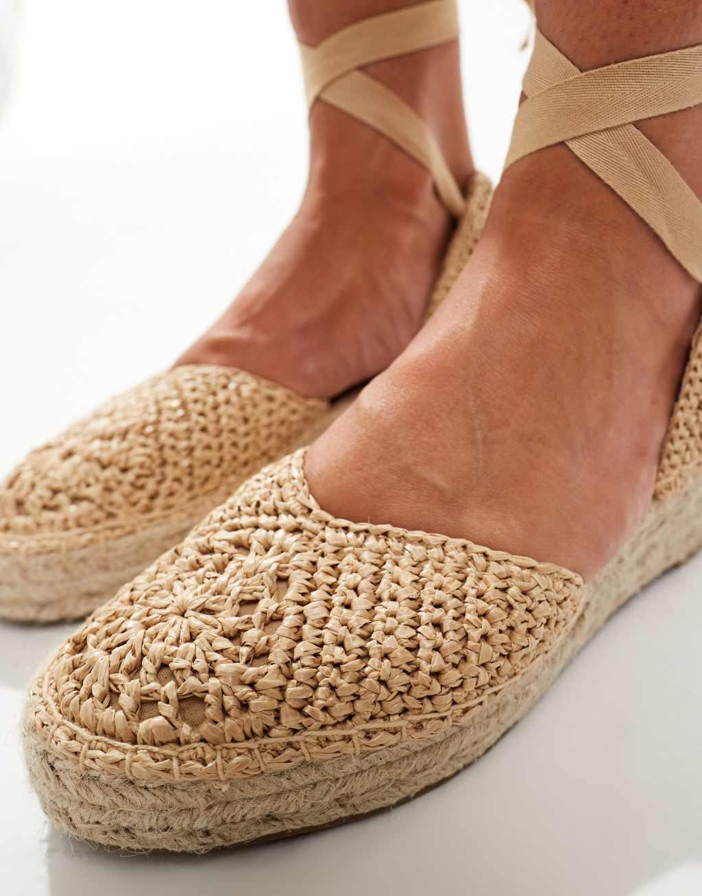 Stradivarius rustic flat wedges in sand Product Image