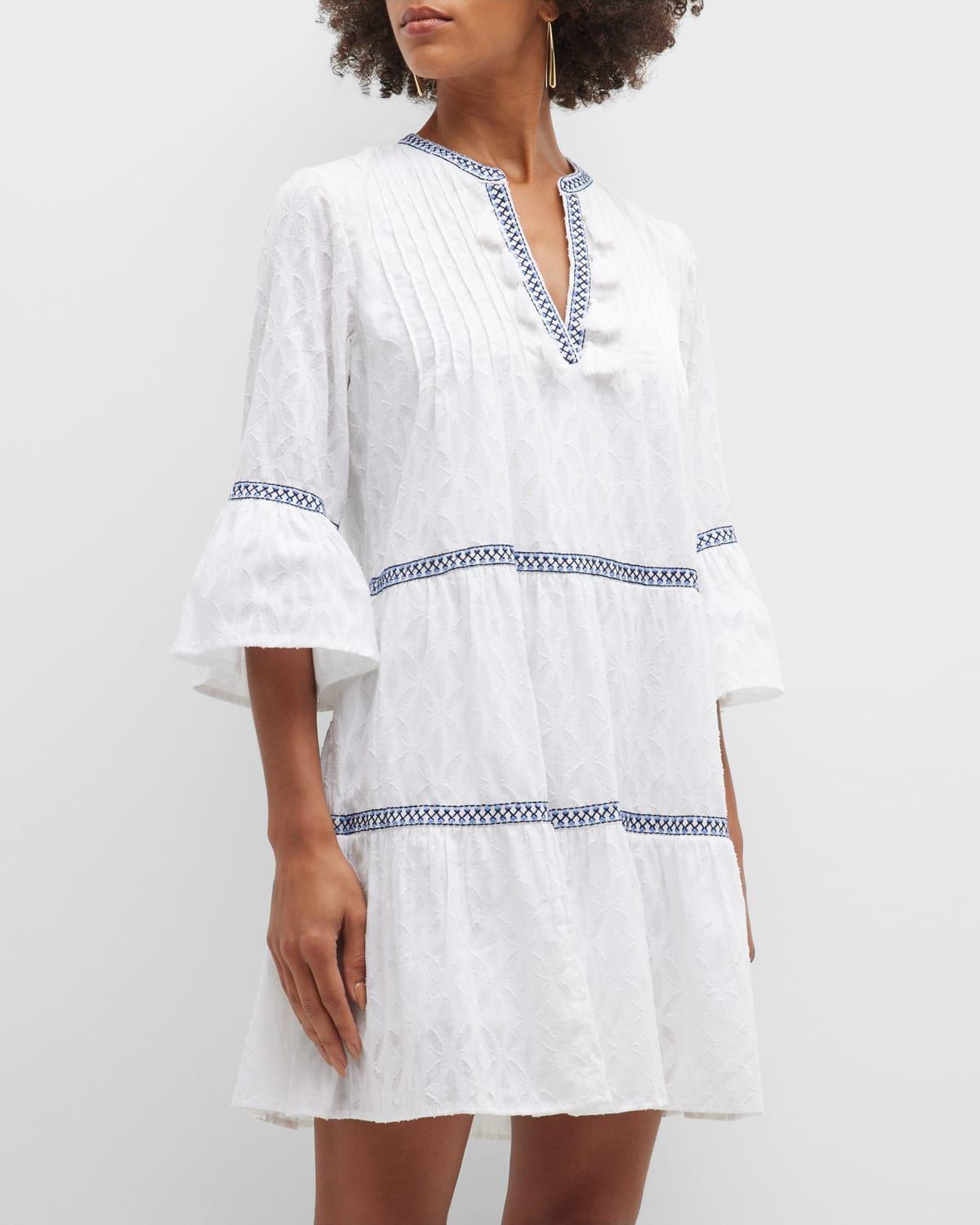 Tommy Bahama Embroidered Cotton Tier Cover-Up Dress Product Image