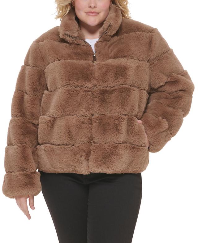 Calvin Klein Womens Plus Size Faux-Fur Coat Product Image