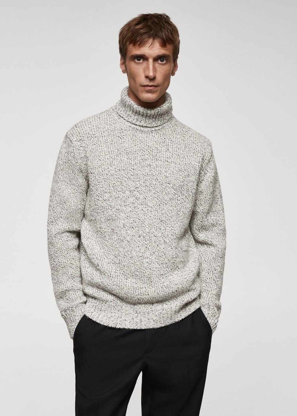 MANGO MAN - Wool turtleneck sweater light/pastel greyMen Product Image