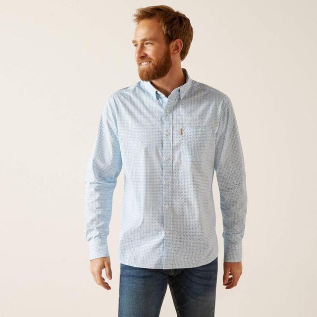 Ariat® Men's Madden Stretch Modern Fit- Blue/White Plaid Button Down Product Image