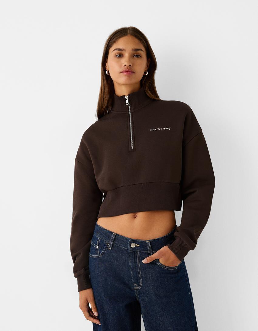 Zipped sweatshirt with embroidery product image