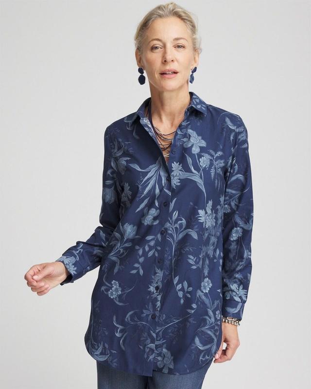 Women's No Iron Floral Tunic Top Product Image