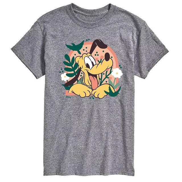 Disneys Mickey Mouse & Friends Pluto Mens Plants Graphic Tee Grey Gray Product Image