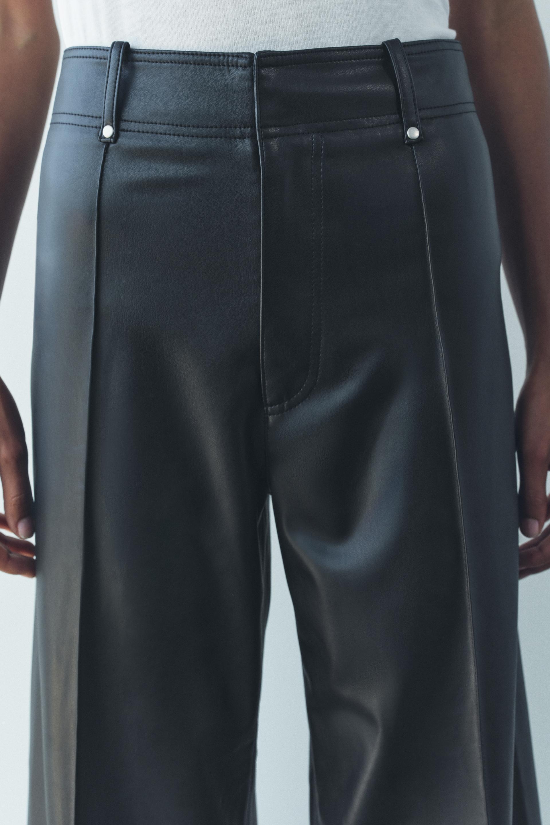 FAUX LEATHER WIDE LEG PANTS ZW COLLECTION Product Image