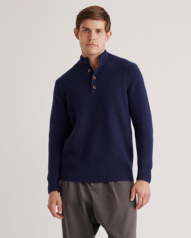 Mongolian Cashmere Waffle Quarter Button Sweater Product Image