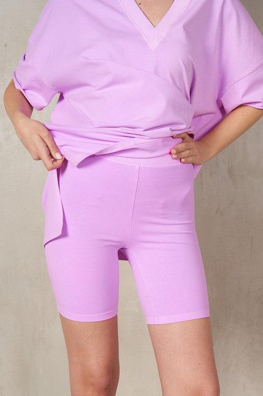 Iris Orchid Mineral Washed Basic Biker Shorts Product Image