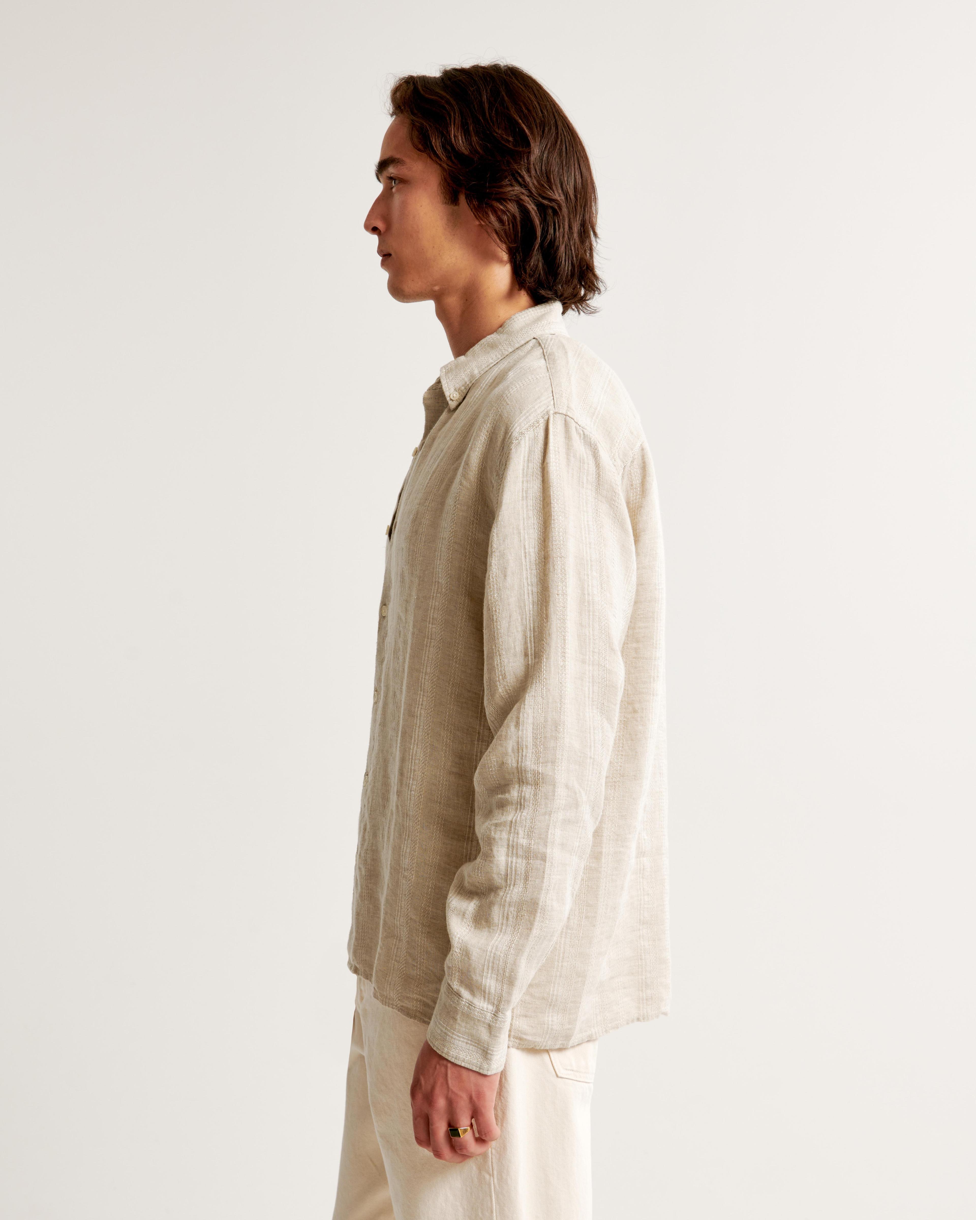 Summer Linen-Blend Button-Up Shirt Product Image