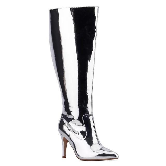 Fashion to Figure Lisette Womens Wide Width Knee-High Boots Silver Grey Product Image