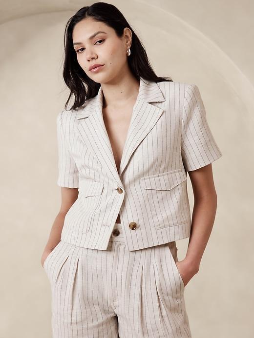 Herringbone Cropped Blazer Product Image