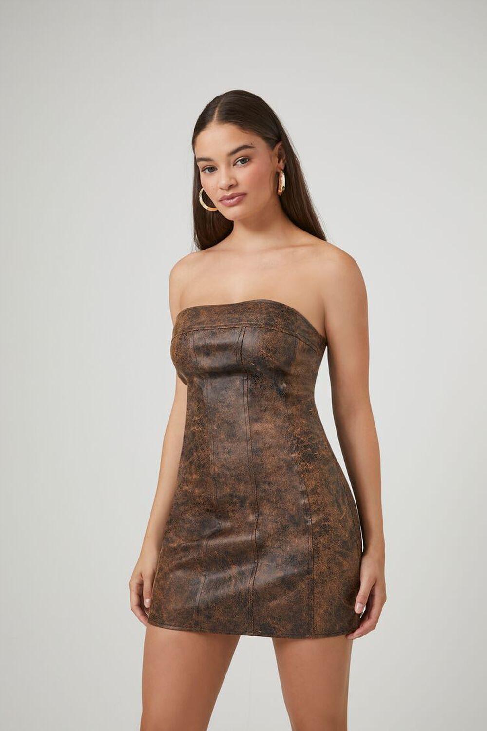 Faux Leather Tube Mini Dress | Forever 21 Product Image