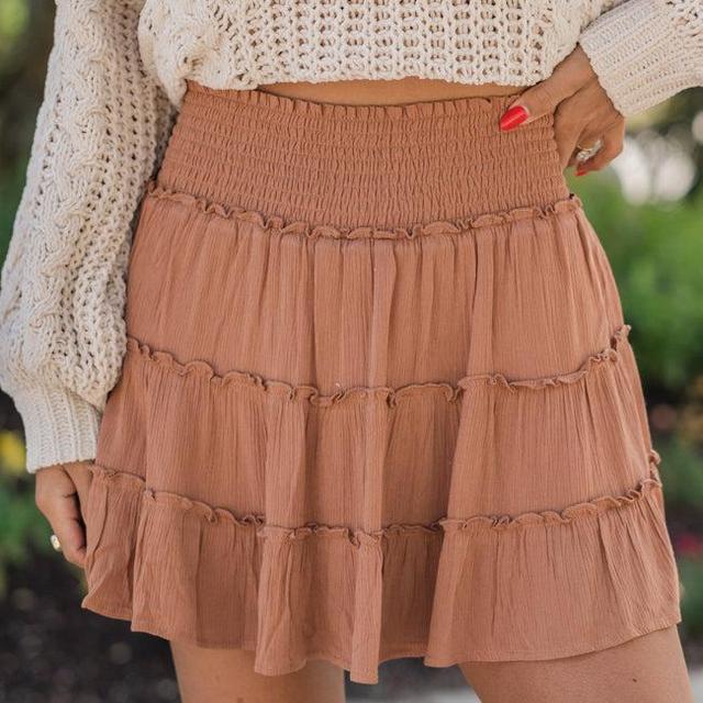 Through The Garden Camel Solid Mini Skort Product Image