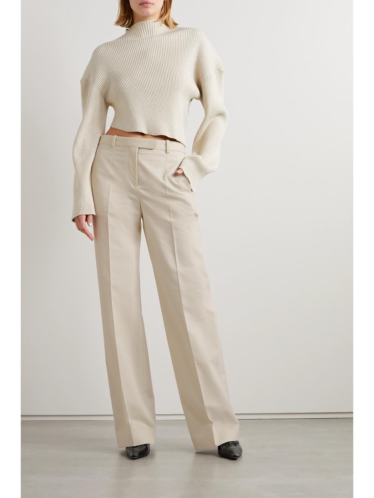 Banew Low-rise Cotton-wool Wide-leg Pants In Sand product image