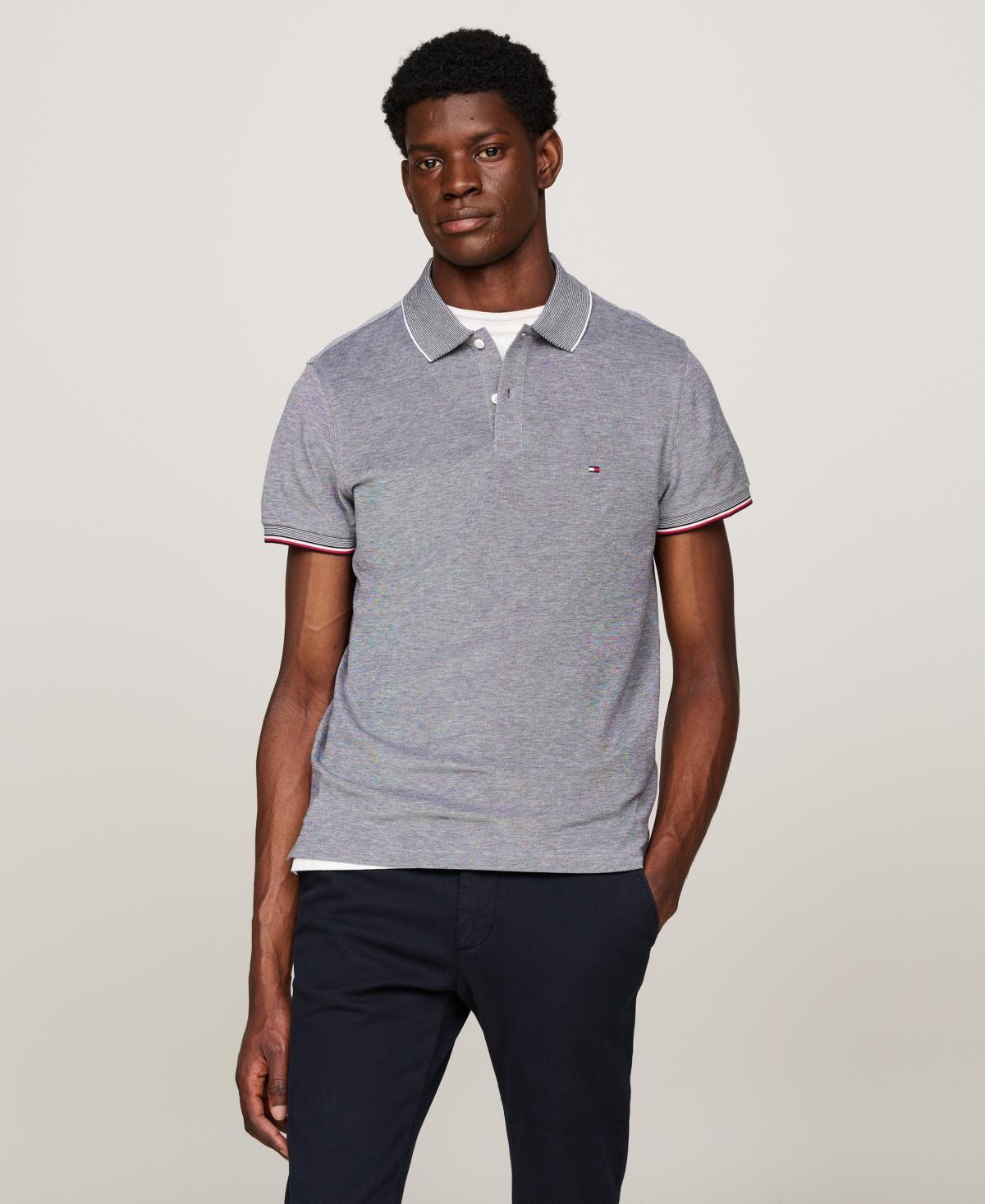 Tommy Hilfiger Mens Slim-Fit Mouline Oxford Polo Shirt Product Image