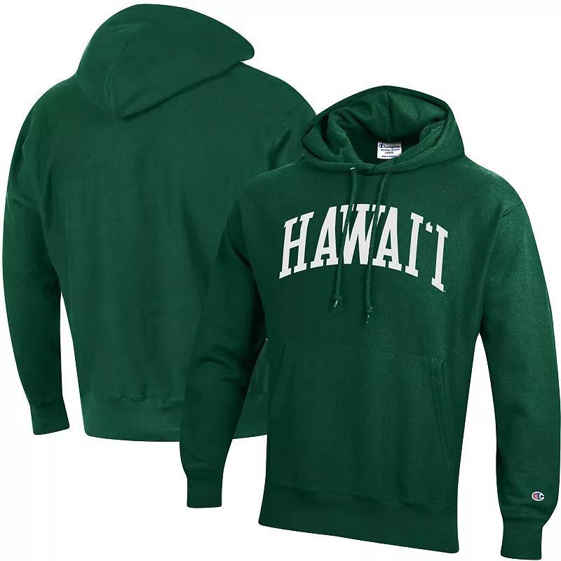 Mens Champion Green Hawaii Warriors Team Arch Reverse Weave Pullover Hoodie Product Image