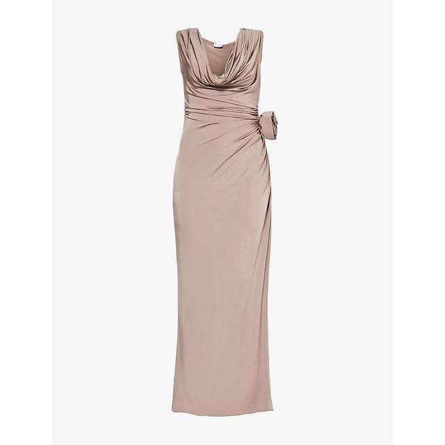 MAGDA BUTRYM Sleeveless Draped-front Stretch-woven Maxi Dress In Beige Product Image