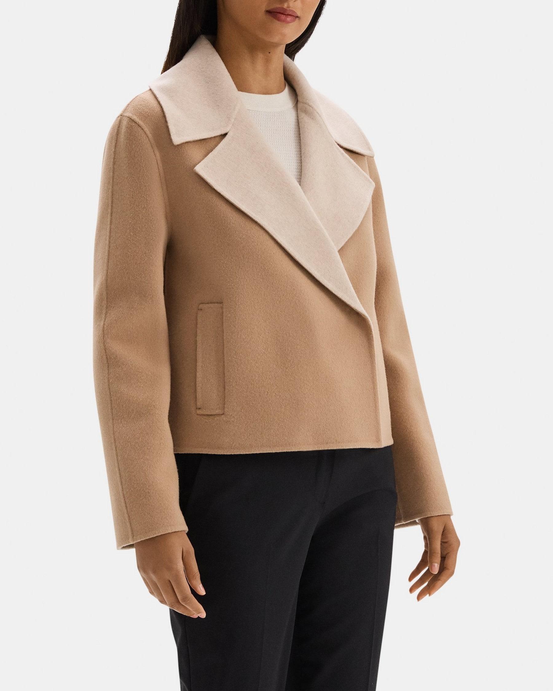 Cropped Coat in Double-Face Wool-Cashmere Product Image