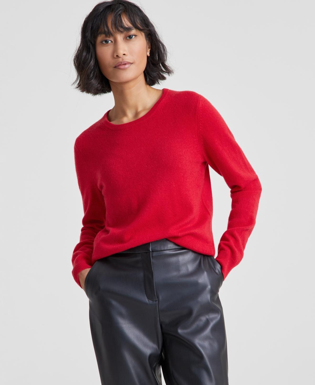 Charter Club 100% Cashmere Womens Long-Sleeve Crewneck Sweater, Regular & Petites, Created for Macys Product Image