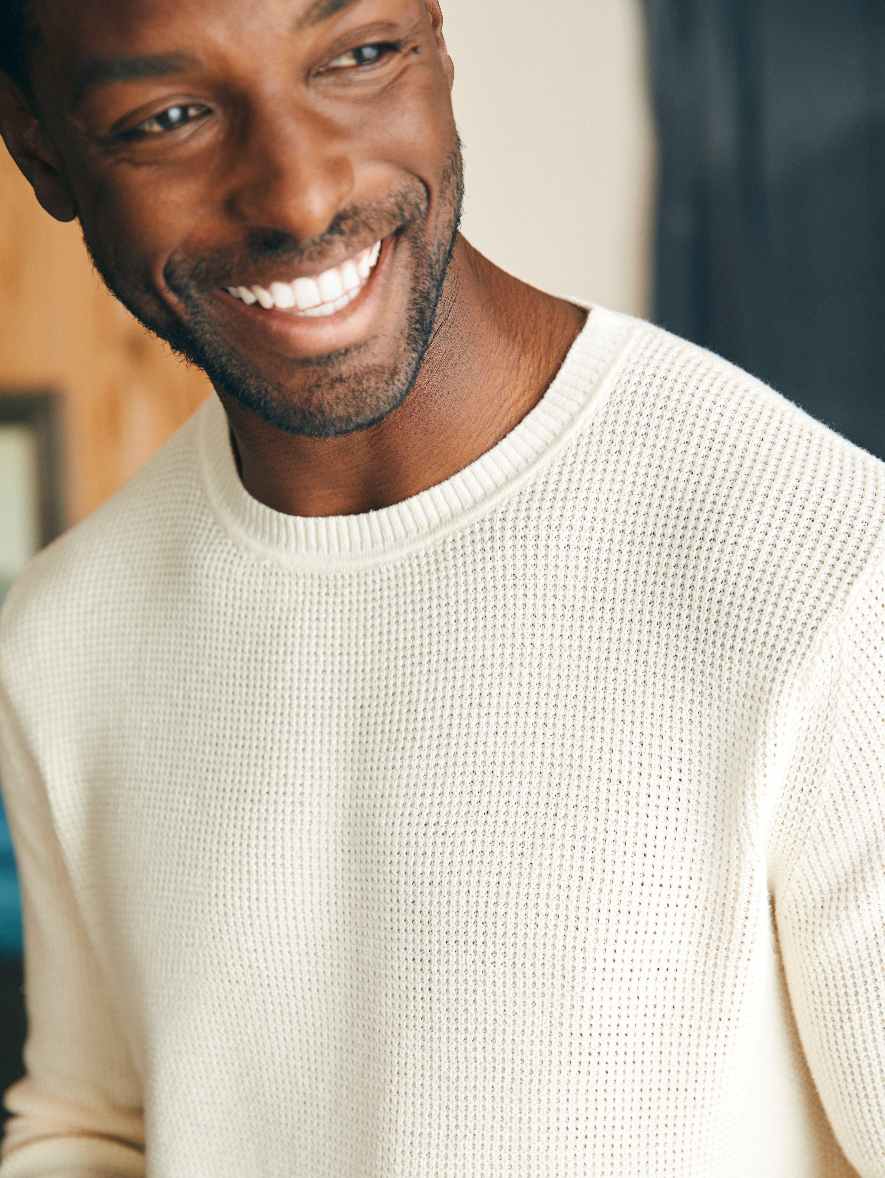 Sunwashed Crewneck Sweater - White Shell Male Product Image