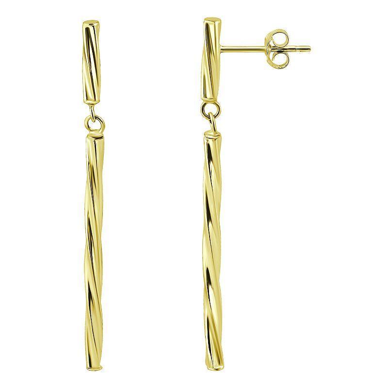 Aleure Precioso Twisted Bar Drop Earrings, Womens, Gold Tone Product Image