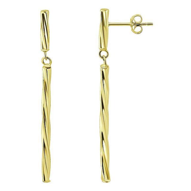 Aleure Precioso Twisted Bar Drop Earrings, Womens, Gold Product Image