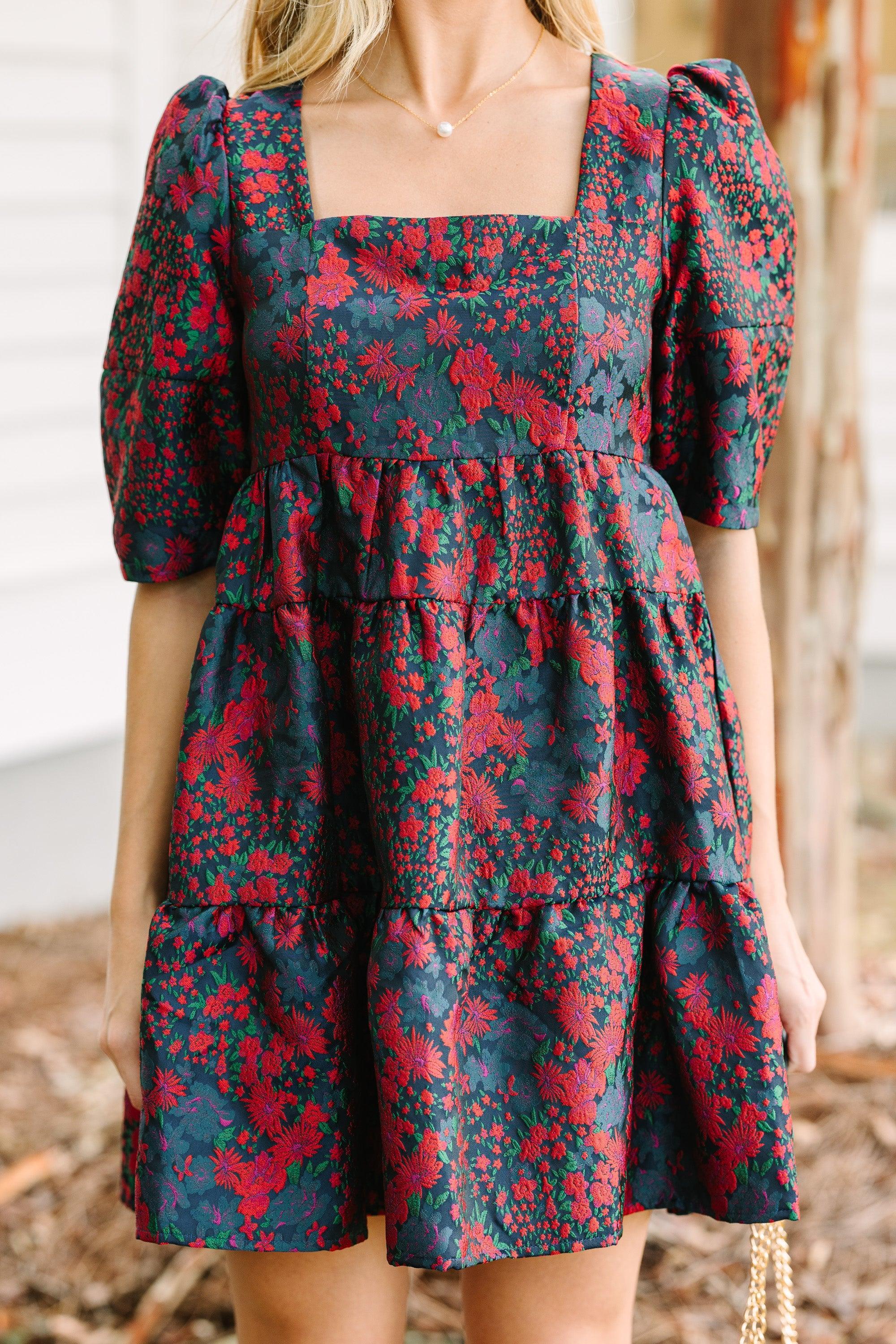 Care For You Navy Blue Floral Dress Female Product Image