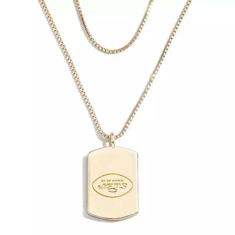 WEAR by Erin Andrews x Baublebar New York Jets Gold Dog Tag Necklace, Womens Product Image