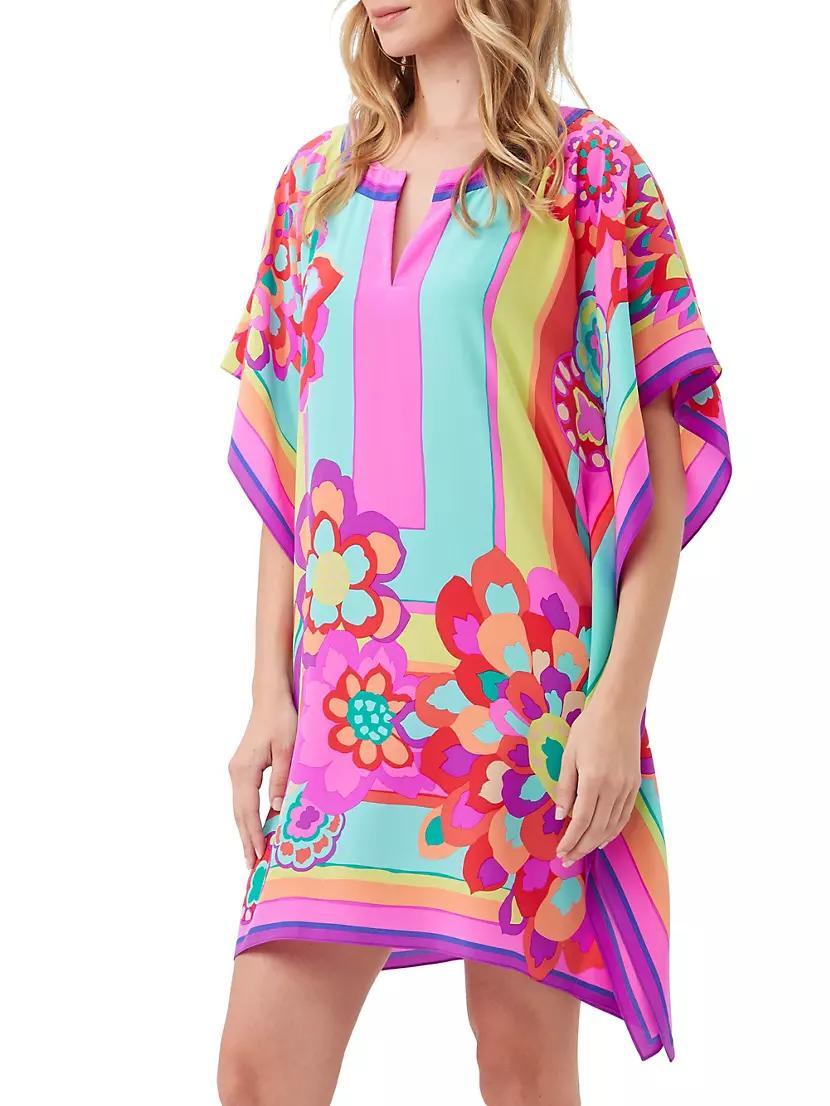 Theodora Floral Stripe Silk Kaftan Dress Product Image