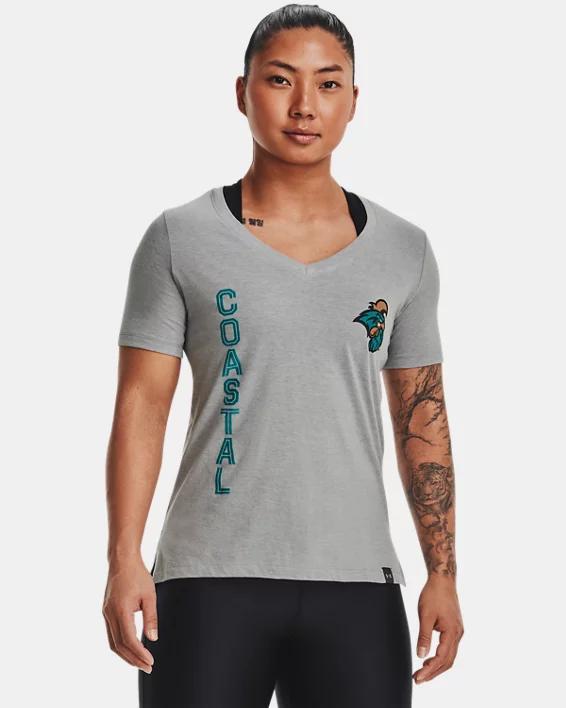 Women's UA Performance Cotton Collegiate V-Neck T-Shirt Product Image