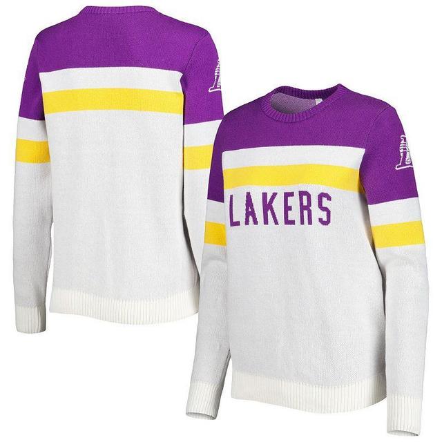 Womens Lusso Purple/Cream Los Angeles Lakers Dominique Pullover Sweater Product Image