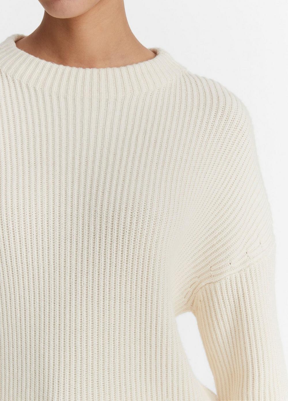 Ribbed Cotton-Cashmere Funnel Neck Sweater Product Image