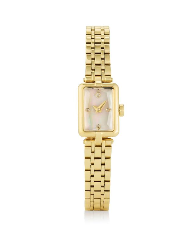 Adela Gold Tone Stainless Steel Watch in Black Mother-of-Pearl Product Image