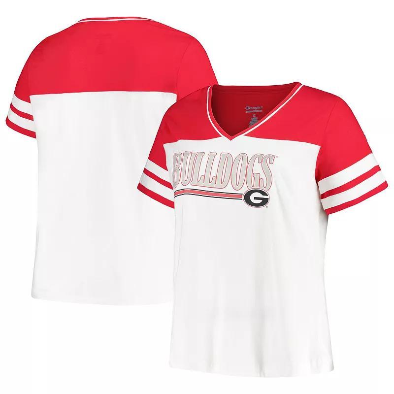 Womens Profile White Georgia Bulldogs Plus Size Field Game V-Neck T-shirt - White Product Image